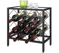 HOMCOM Mobiletto Portabottiglie per 10 Bottiglie in Acciaio Nero
