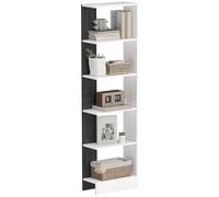HOMCOM Mobiletto Scaffale 5 Ripiani 45x21x170 cm Bianco e Nero