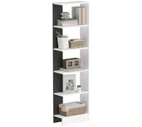 HomCom Mobiletto Scaffale Stretto 5 Ripiani - Salvaspazio in Legno 45x21x170 cm Bianco/Nero
