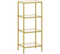 HOMCOM Mobiletto Scaffale a 4 Livelli Minimal in Metallo e Vetro Temperato, 40x30x96.5 cm, color Oro Aosom Italy