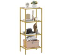 HOMCOM Mobiletto Scaffale ad Arco a 4 Ripiani Bagno 40x30x96.5 cm Oro | Scaffale Portaoggetti, Moderno, Vetro Temperato, Struttura in Metallo, Soggiorno, Camera da Letto, Studio, Ufficio