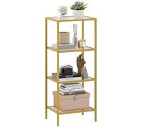 HOMCOM Mobiletto Scaffale in Metallo e Vetro a 4 Livelli 40x30x96.5 cm Oro