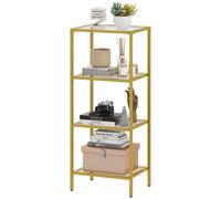 HOMCOM Mobiletto Scaffale in Metallo e Vetro a 4 Livelli 40x30x96.5 cm Oro