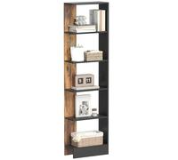 HOMCOM Mobiletto Scaffale Stretto a 5 Ripiani, Scaffale Portaoggetti Salvaspazio Moderno in Legno, Libreria per Bagno, Soggiorno, Camera da Letto, Studio e Ufficio, 45x21x170 cm, Marrone Rustico