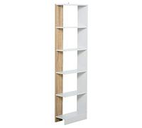 HOMCOM Mobiletto Scaffale Stretto a 5 Ripiani, Scaffale Portaoggetti Salvaspazio Moderno in Legno, Libreria per Bagno, Soggiorno, Camera da Letto, Studio e Ufficio, 45x21x170 cm, Rovere e Bianco