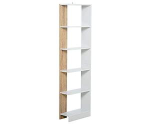 HOMCOM Mobiletto Scaffale Stretto a 5 Ripiani, Scaffale Portaoggetti Salvaspazio Moderno in Legno, Libreria per Bagno, Soggiorno, Camera da Letto, Studio e Ufficio, 45x21x170 cm, Rovere e Bianco