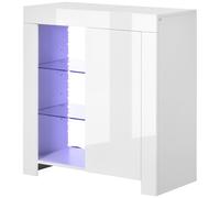 HOMCOM Mobiletto Soggiorno Moderno in Truciolato e Metallo Bianco con Luci LED