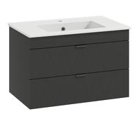 HOMCOM Mobiletto Sospeso per Lavabo con Lavabo in Ceramica e Cassetti Soft-Close Nero Aosom Italy