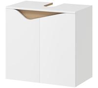 HOMCOM Mobiletto Sotto Lavabo con 2 Ante Ammortizzate per Lavabo a Muro Bianco