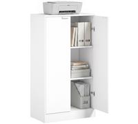 HOMCOM Mobiletto Ufficio con 3 Ripiani e Ante, 60x33.5x108 cm, Bianco