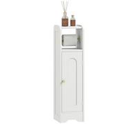 HOMCOM Mobili da bagno Slimline, contenitore per wc, portarotolo con ripiano regolabile, salvaspazio per piccoli spazi, bianco