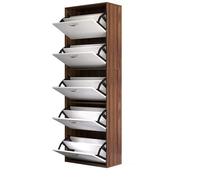 HOMCOM - Moderna Scarpiera Salvaspazio In Legno Con 5 Scomparti Per 30 Paia Di Scarpe, 60x28x189cm