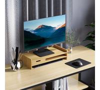 HOMCOM Monitor Soporte de Bambu Elevador de Pantallas Mesa de Ordenador Portatil Organizador de Escritorio 49x25,5x11,5cm