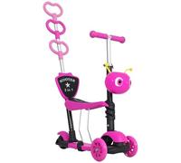 HOMCOM Monopattino 3 Ruote per Bambini con Maniglione 62x25x72.5cm Rosa