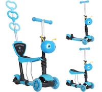 HOMCOM Monopattino 5 in 1 per bambini a 3 ruote con manubrio regolabile e carico massimo elevabile Canna telescopica da 60 kg