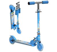 HOMCOM Monopattino per Bambini 3-7 Anni Pieghevole, Monopattino 2 Ruote, Altezza Regolabile, Scooter per Bambina con Luci LED, Musica e Ponte Antiscivolo, 67x32x65/70/75/78 cm, Portata 50Kg, Blu