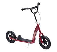 HOMCOM Monopattino per Bambini con Freno Posteriore Scooter 12 Pollici Scooter da Città per Bambini Kickboard Altezza Regolabile Acciaio Eva Rosso 120 x 52 x 80-88 cm