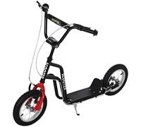HOMCOM Monopattino per bambini con manubrio regolabile, monopattino da città, scooter con pneumatici da 12 pollici a partire dai 5 anni, nero, 120 x 58 x 75-80 cm