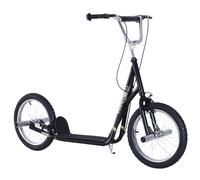 HOMCOM Monopattino per Bambini da 5 Anni con Ruote Grandi da 16" e Altezza Regolabile, Freni e Cavalletto, Nero Aosom