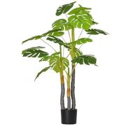 HOMCOM Monstera Pianta Artificiale per Interno ed Esterno, Pianta Finta Realistica con 20 Foglie, 120cm