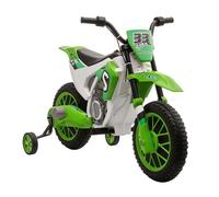 HOMCOM Moto da Cross Elettrica per Bambini con Batteria 12V e Rotelle Rimovibili, Moto Giocattolo in PP e Metallo, 106.5x51.5x68 cm, Verde