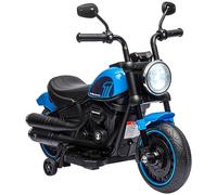 HOMCOM Moto Elettrica Bambini 18-36 Mesi 6V con Rotelle Supplementari, 3km/h Motorino Elettrico per Bambini, Motocicletta Bimbi con Fanale, Max. 25kg, Blu