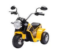 HOMCOM Moto Elettrica per Bambini a 3 Ruote con Luci e Suoni, Batteria Ricaricabile 6V, Velocità 2 km/h, per Bimbi da 18-36 Mesi, Gialla Aosom