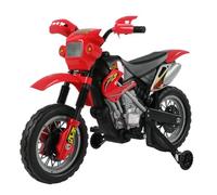 HOMCOM Moto Elettrica per Bambini 3-6 Anni 102x58x66 cm Rosso e Nero | Moto Cross per Bambini, in Plastica PP, con Ruote di Supporto, Musica, Fari