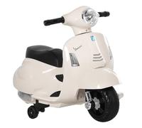 HOMCOM Moto Elettrica per Bambini con Licenza Ufficiale Vespa Batteria 6V, Fari e Clacson, per Bimbi da 18-36 mesi, Bianco, 66.5x38x52cm