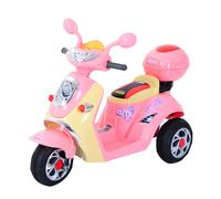 HOMCOM Moto Triciclo elesctrica para niecos + 3 aecos a bateria 6V Almacenaje Rosa Rosa