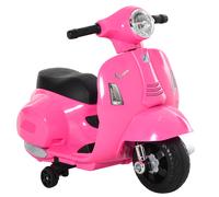 Homcom Motocicletta per Bambini con Faro Corno e 4 Ruote Motocicletta Elettrica Vespa per Bambini con Licenza 66,5X38X52 cm