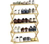 Homcom Narrow Bamboo Shoe Rack, Foldable Vertical Shoe Rack, No Installation, Shoe Shelf for Entryway, Hallway, Bedroom, Natural
