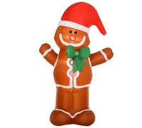 HOMCOM Omino Pan di Zenzero Gonfiabile Alto 183cm da Esterno con Luci LED