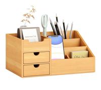 HOMCOM Organizer da Scrivania con 2 Cassetti e 7 Scomparti in Bambù