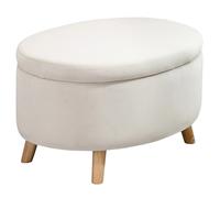 Homcom Ottoman Puff imbottito in sgabello portaoggetti imbottito in velluto con coperchio rimovibile e gambe in legno per camera da letto