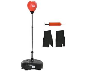 HOMCOM Palla da boxe Stand Up regolabile in altezza su 4 livelli con base imbottita Guanti e gonfiatore per adulti e adolescenti Ø45x132-158 cm Nero e Rosso