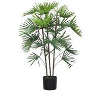 HOMCOM Palma Artificiale da 90 cm a 24 Foglie con Vaso Ø16.5x13.5 cm Verde | per Interni, Pianta Finta Palma in Plastica