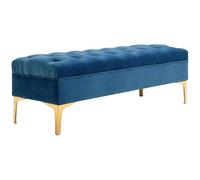 HOMCOM Panca Camera da Letto Imbottita Velluto 118x45x42 cm Blu