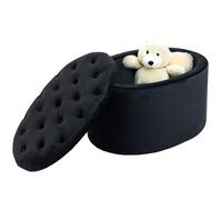 HOMCOM Panca Cassapanca Organizzazione Sgabello Ovale, Panca di Conservazione, Pouf Poggiapiedi in Tessuto Effetto Velluto, per Camera da letto, Ingresso Soggiorno, 71 x 52 x 42 cm, Nero