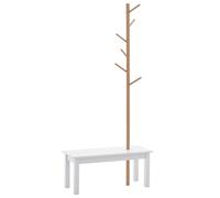 HOMCOM Panca con Appendiabiti da Ingresso Design 80x30x180cm Bianco Legno