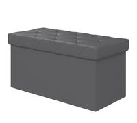 HOMCOM Panca Contenitore 84L Pieghevole Coperchio Imbottito in Pelle PU