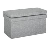 HOMCOM Panca Contenitore Camera da Letto Pieghevole con Schienale, Pouf Poggiapiedi in Tessuto effetto Lino con Vano da 77L per Salotto e Soggiorno, 76x50x73 cm, Grigio