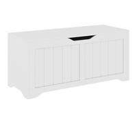 HOMCOM Cassapanca Contenitore da Interno 136L con 2 Cerniere di Sicurezza, Baule Contenitore Design Senza Maniglie per Soggiorno e Ingresso, Panca Contenitore Moderna, 100x40x45 cm, Bianco