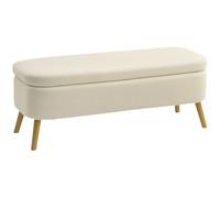 HOMCOM Panca Contenitore da 65L in Tessuto Teddy e Legno, 120x42x45 cm, Beige