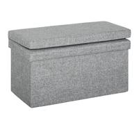 HOMCOM Panca Contenitore da 77L Pieghevole con Schienale in Tessuto Grigio