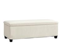 HOMCOM Panca Contenitore da 84L per Camera da Letto con Vano Portaoggetti, Pouf Contenitore in Tessuto Effetto Velluto a Coste e Acciaio, Panca per Ingresso Moderno, 112x42x40 cm, Beige