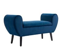 HOMCOM Panca Contenitore Imbottita in Tessuto Vellutato 118x42x66cm Blu