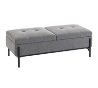 HOMCOM Panca Contenitore in Lino, Panca da Letto con 2 Scomparti, Coperchi Ribaltabili e Imbottitura Extra Spessa, 117x50x44 cm, Grigio Aosom Italy