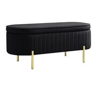 HOMCOM Panca Contenitore Ingresso Ovale 72L Coperchio Sollevabile Nero