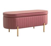 HOMCOM Panca Fondo Letto Ovale da 72L in Tessuto Effetto Velluto Verde